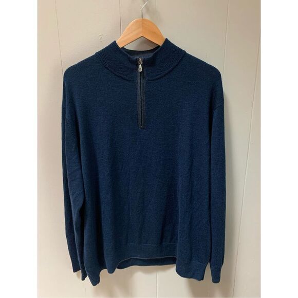 Raffi The Palmer 1/4 Zip Twilight Pullover Sweater Merino Wool XXL - Picture 4 of 9